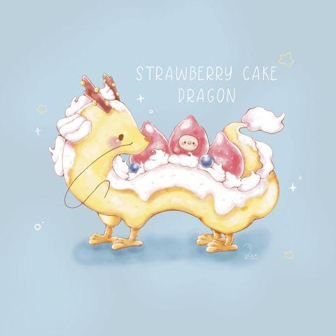 Strawberry cake dragon🐉🍰︎💕︎