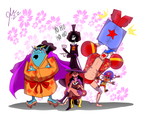 Robin and her weird boys (One Piece)