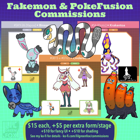 Fakemon & PokeFusion Commissions Open