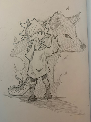 Dragon girl and shadow wolf 