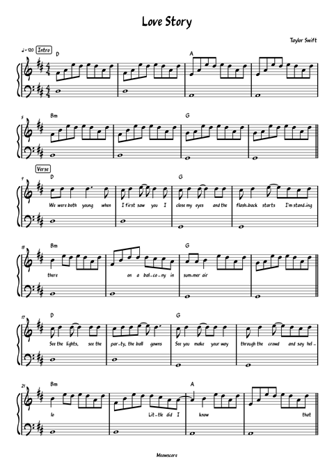 Love Story - Taylor Swift (Piano) - Meowscore's Ko-fi Shop