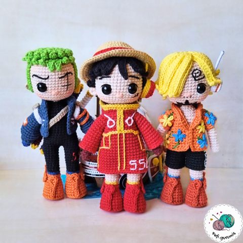 E-book One Piece Luffy, Zoro & Sanji Egghead Ver. Amigurumi