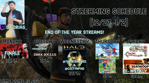 Streaming Schedule for 12/27-1/2