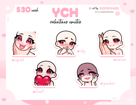 YCH Valentines Emotes have reopened! ♥