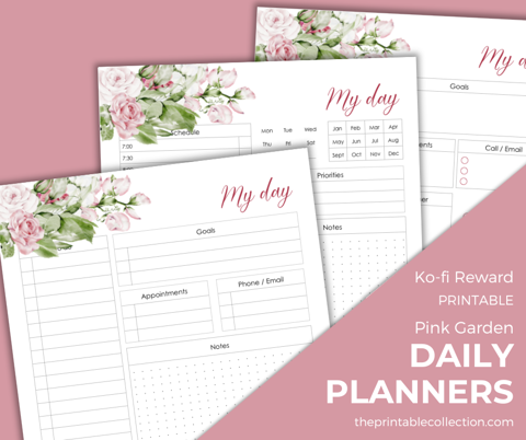 Printable Pink Garden Daily Planner