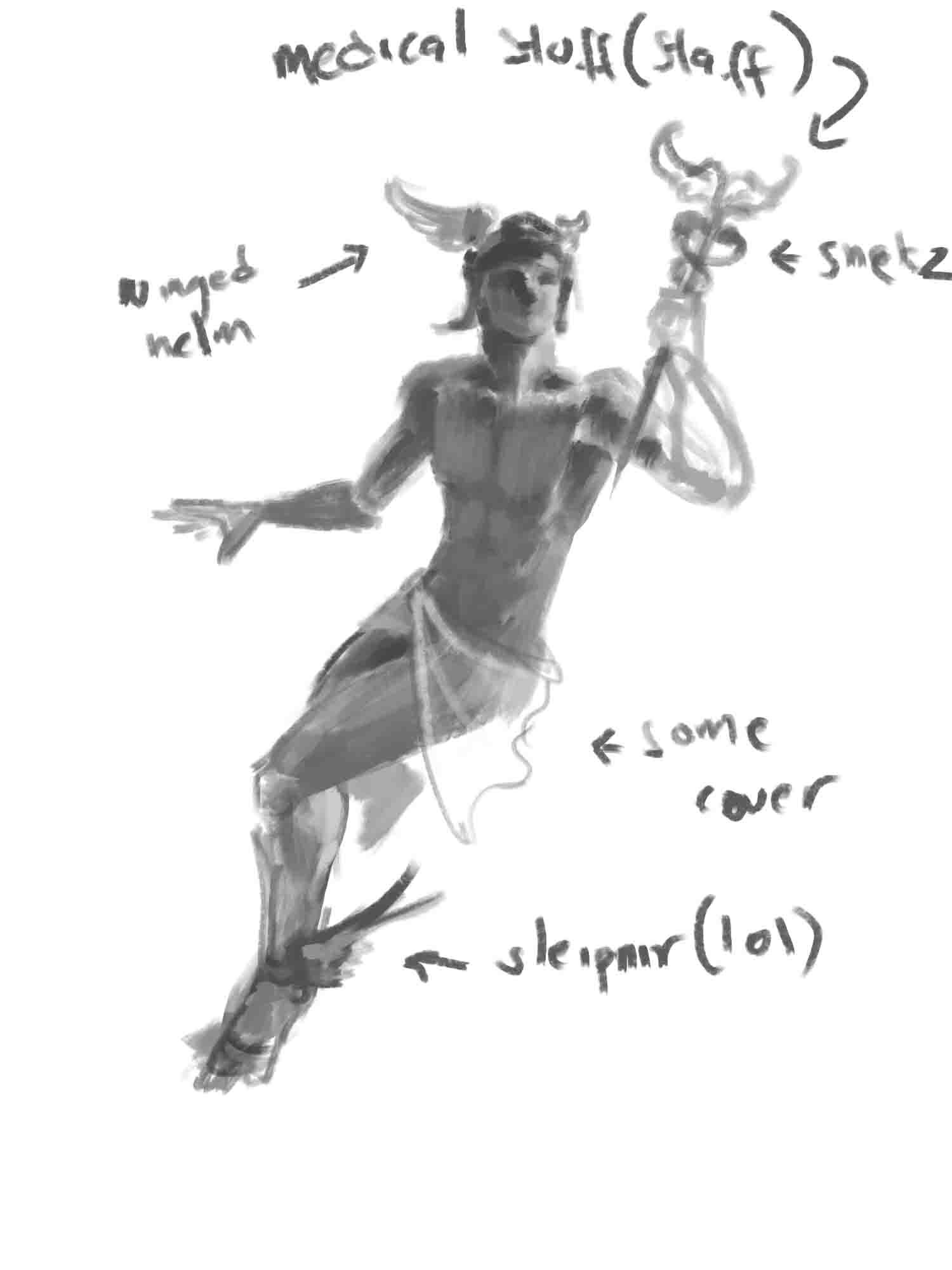 Hermes - Draft to Full-Body Illustration