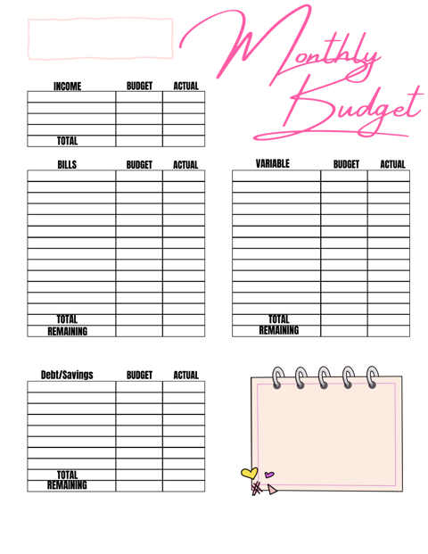 Monthly Budget Sheet - Everything Kendra's Ko-fi Shop - Ko-fi ️ Where ...