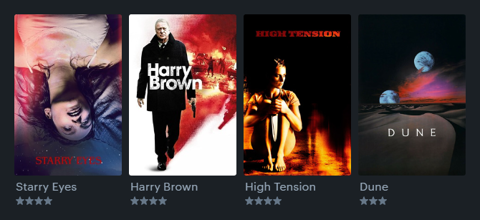 Title and stars on Letterboxd last four app