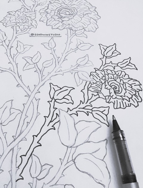 Roses Colouring Page (Work In Progress)