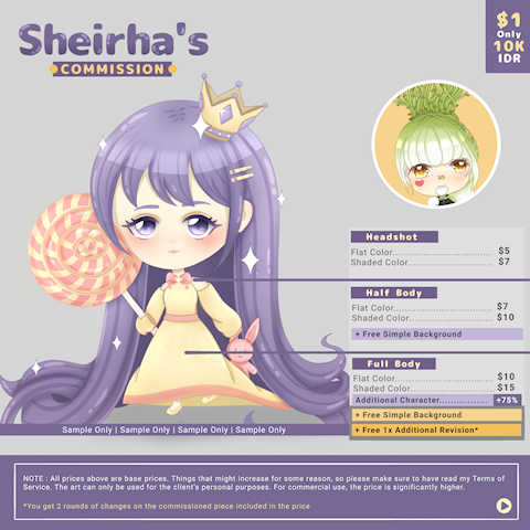 Sheirha's Commission Basic Price 