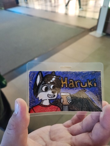 Haruki's badge delivered at FE