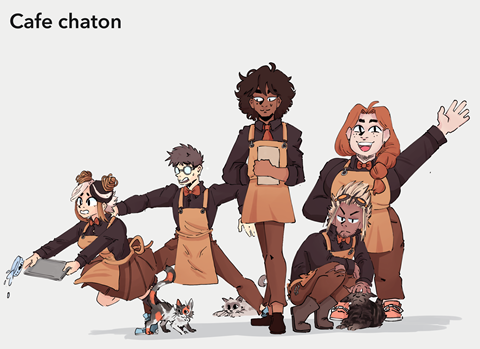 Cafe chaton character designs