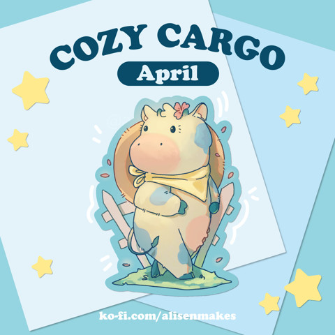 April Cozy Cargo: Blue Spring Cow