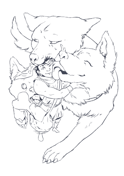 The God of Guard Dogs lineart