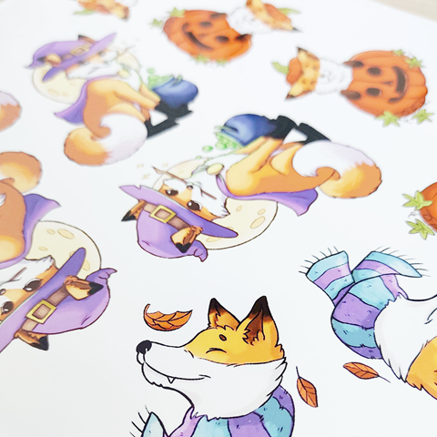 Autumn fox stickers