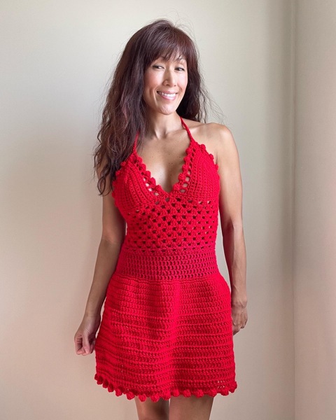 Crochet red dress 