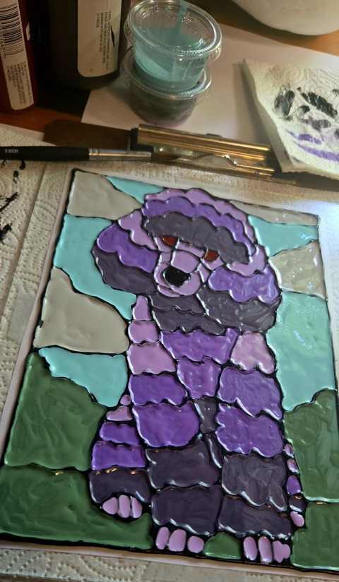 Poodle faux stained glass