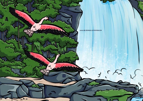 Laguna Mermaids Close Up Flamingos