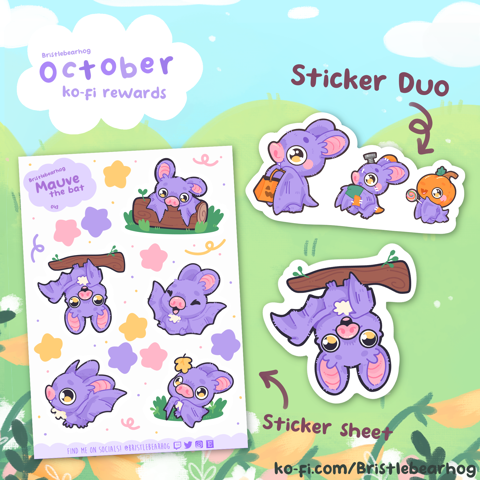 Bristlebearhog Sticker Sheet - Petal Library Bristlebearhog Sticker Sheet - Petal Library