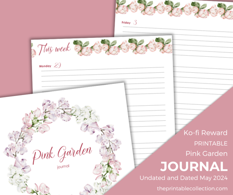 Printable Pink Garden Journal