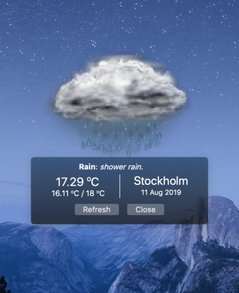 Weather widget using nodegui