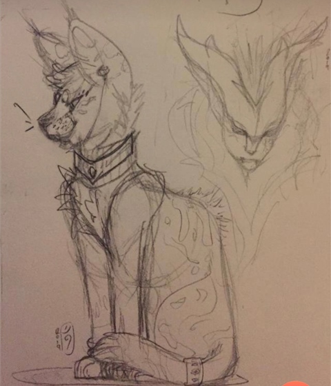 Feral sketch of Serval/King Cheetah Boyo