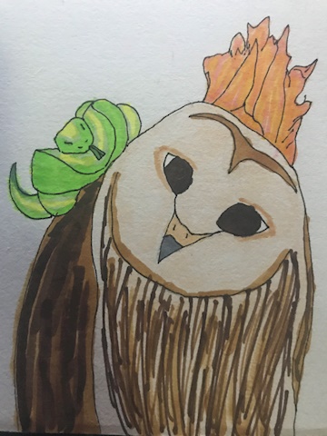 owl on fire (with a snake)