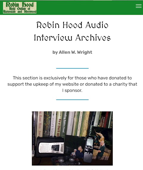 The Robin Hood Audio Interview Archives