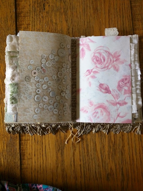 Inside Button, Lace, Fabric, and Fiber Journal