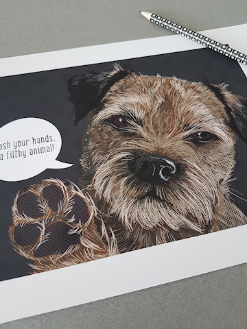 Border Terrier Pop art print by Leanne Warren @ Le