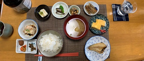 A typical Japanese guesthouse meal