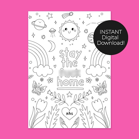 Stay Home Colouring Sheet