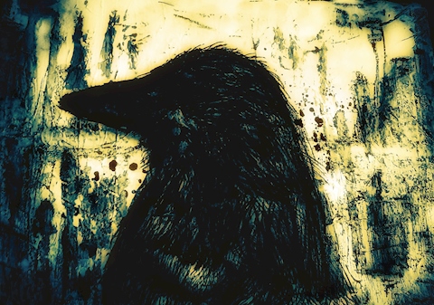 Crow acrylic painting