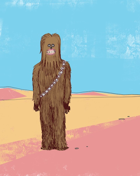 Chewbacca in the mojave desert