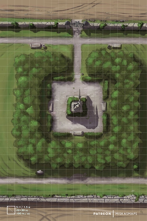 Statue Park (20x30 Battlemap | 100px)