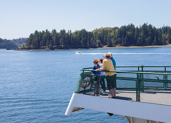 Family riding a ferry - photograph sample