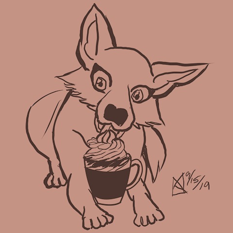 Little Coyote Enjoying Hot Chocolate