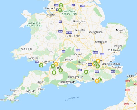 A map of pesticide-free initiatives in the UK