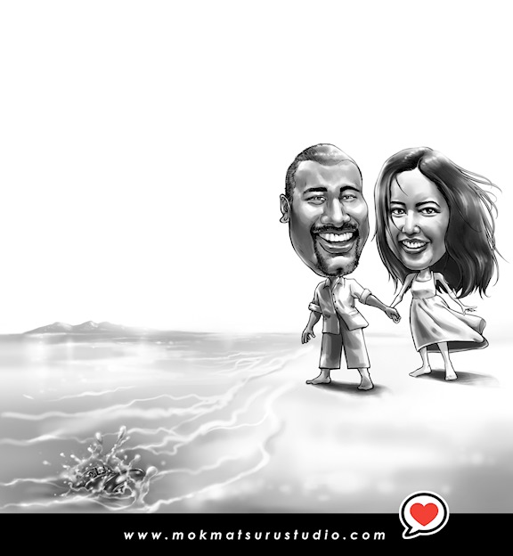 Caricature for Wedding invitation card - front