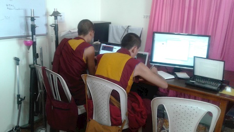 Monk students in Geek Room, McLeod Ganj
