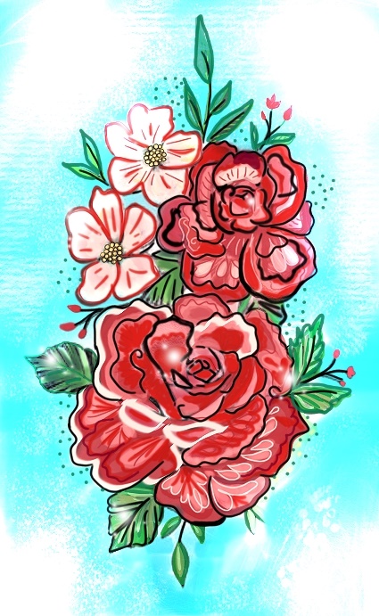 Graphic drawing. Roses. 