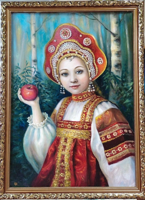 "A girl in a Russian costume"
