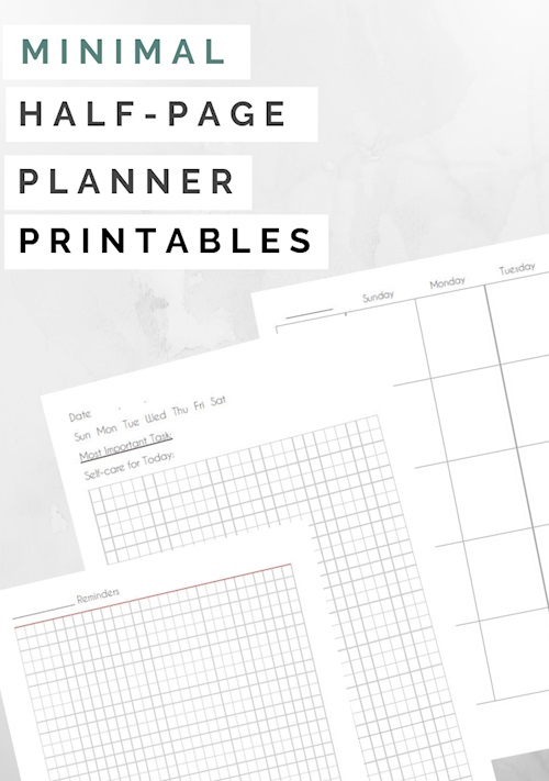 Free Half Page Planner Printables