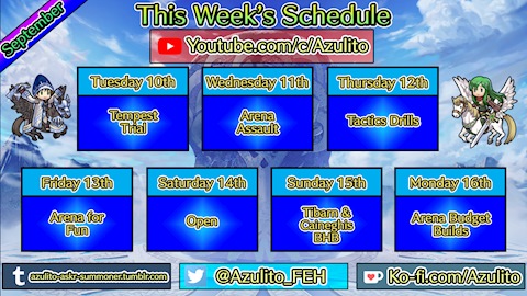 This week's youtube schedule 