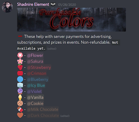 Non-Refundable Purchasable Server Colors