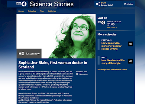 BBC Radio 4 Science Stories - Sophia Jex Blake, fi